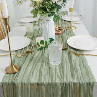 Rustic Crinkled Cheesecloth Table Runner